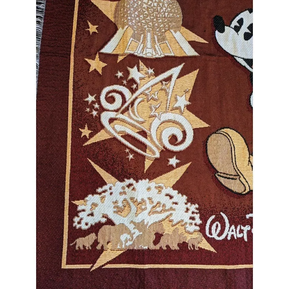 Mickey Mouse Walt Disney World Magic Kingdom Epcot Woven Throw Blanket Tapestry
